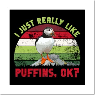 I Just Really Like Puffins, OK? - Retro Design Posters and Art